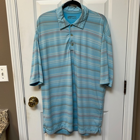 Nike Other - Nike Golf Light Blue Multi Color Striped Short Sleeve Polo Men’s Size L